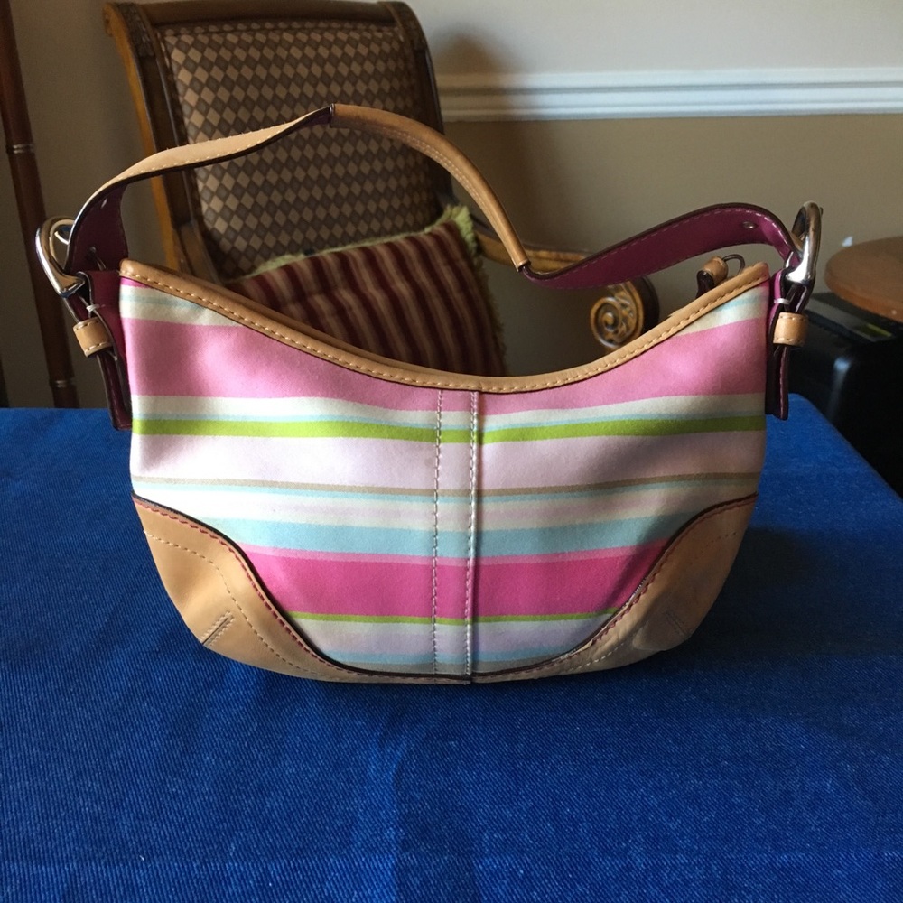 🌸Coach🌸Colorful Shoulder Bag w/ Leather Accents